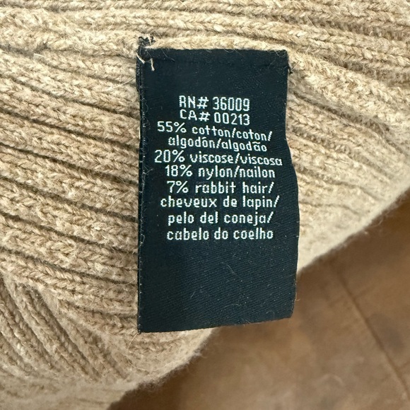 Calvin Klein Ribbed Wrap Sweater Beige Woman’s Medium Chunky Knit Preppy - Picture 4 of 6